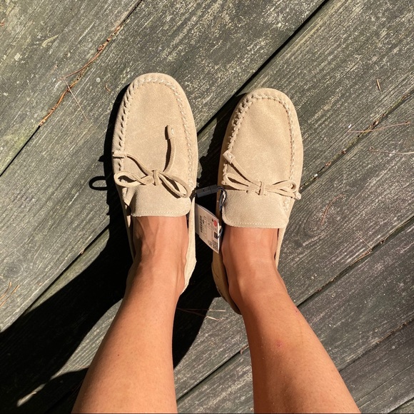 🍂 ZARA TAN SUEDE LEATHER STITCHED MOCCASINS! - Picture 14 of 16